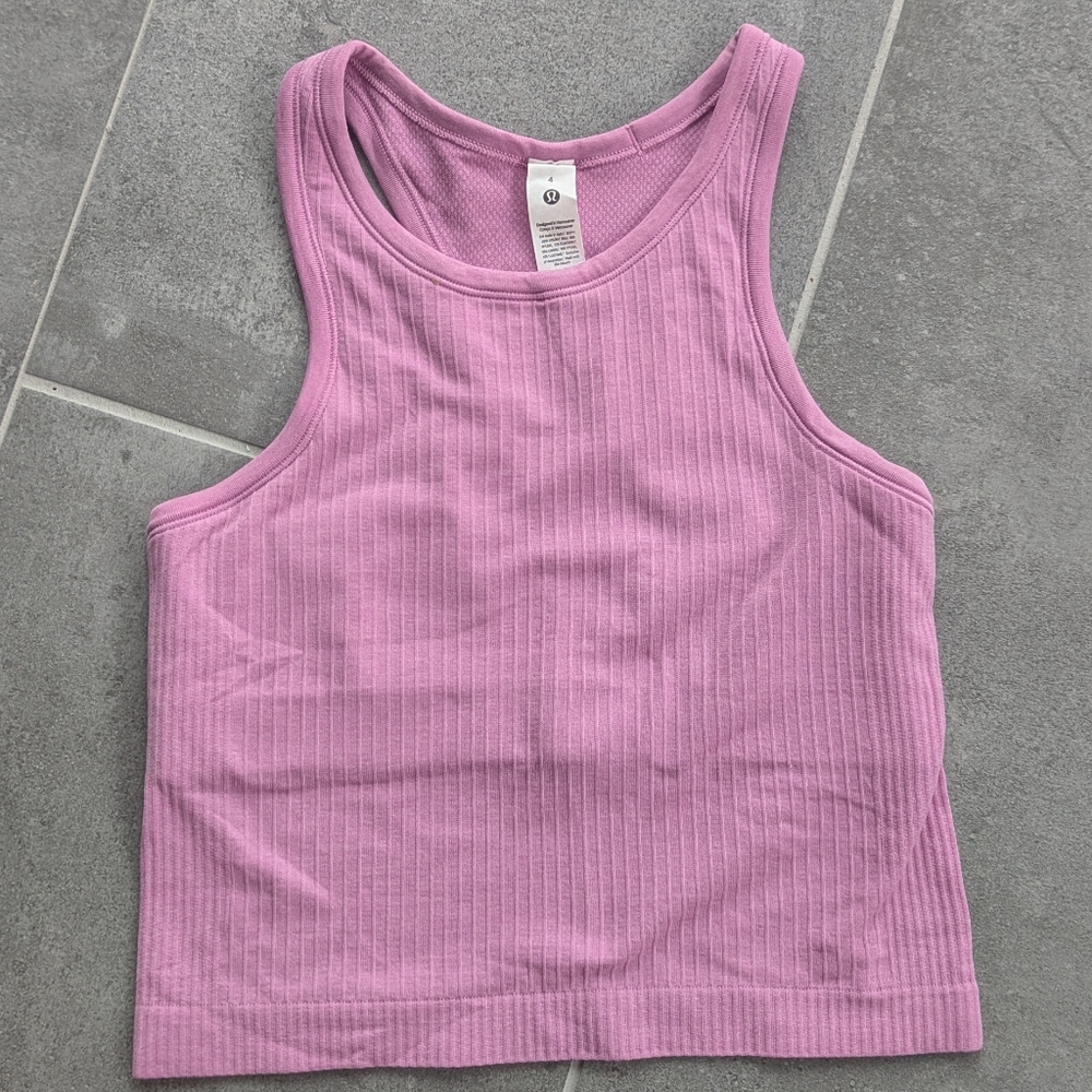 Lululemon Ebb To Street Crop Racerback Tank 4 Pink Velvet